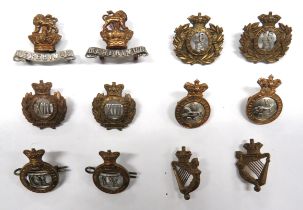 12 x Victorian Cavalry Collar Badges consisting 2 x bi-metal Vic crown 18 Hussars ... 2 x bi-metal