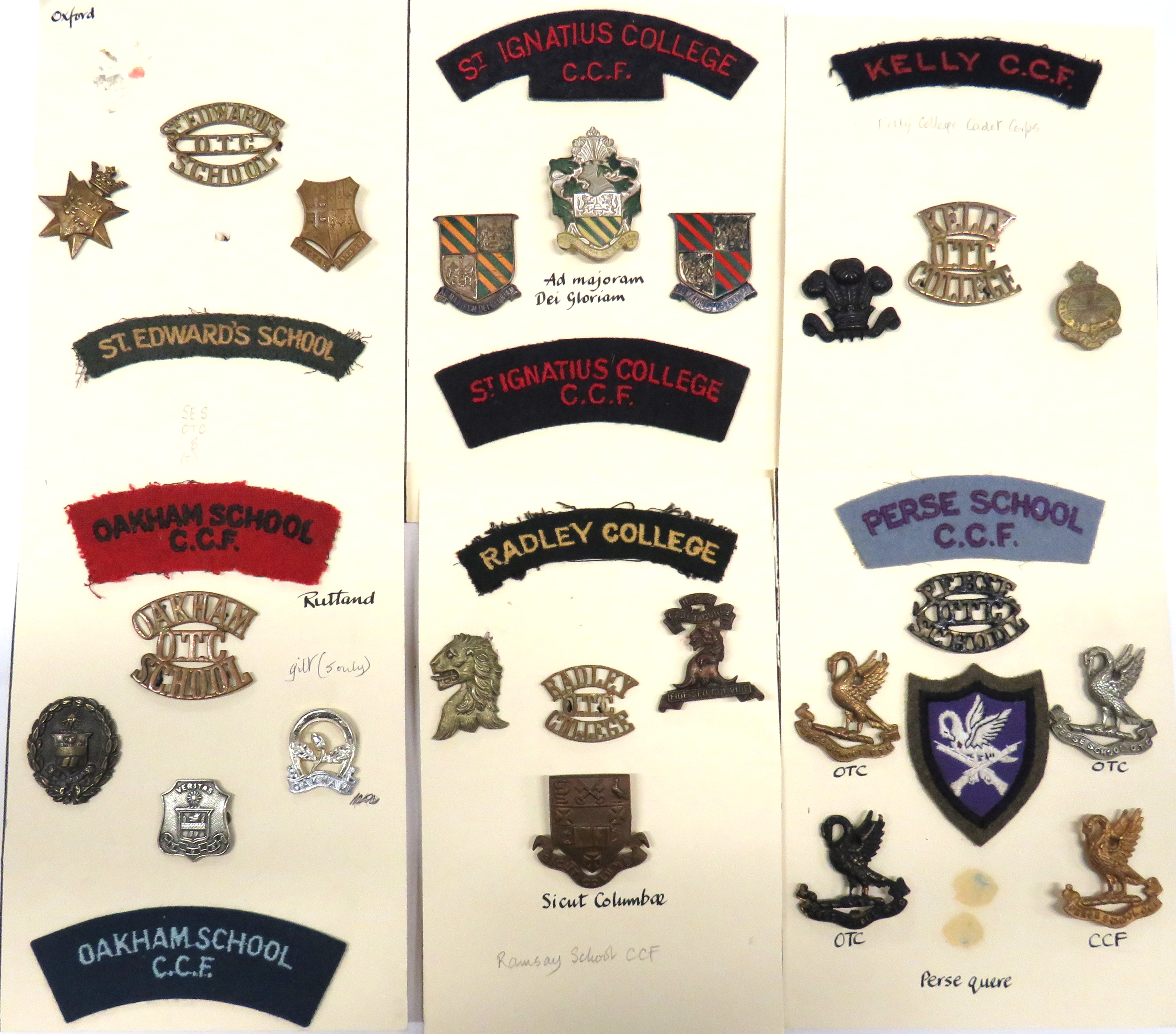 31 x CCF & OTC Cap Badges And Titles cap badges include brass Hutchenson's Grammar School CCF ...