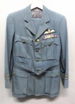 WW2 Royal Air Force Squadron Leader's Pilot's DFM Service Dress blue grey, single breasted, open