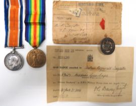 WW1 Medal Pair Gordon Highlanders consisting silver War and Victory medals named ""6213 Pte. A.R.