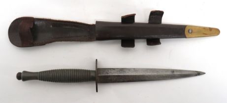3rd Pattern Fairbairn & Sykes Commando Knife 6 3/4 inch, double edged blade.  Oval, steel