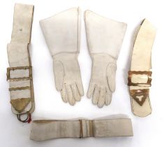 Pair Of Cavalry Buff Gloves And Shoulder Straps consisting white, buff leather gauntlet gloves ...