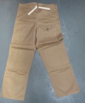 WW2 Dated Khaki Tan Windproof Over Trousers  light khaki cotton, wide leg, windproof over trousers.