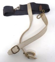 Early 20th Century Undress Sword Belt blue webbing waist belt with plated snake buckle.  Buff