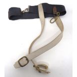 Early 20th Century Undress Sword Belt blue webbing waist belt with plated snake buckle.  Buff