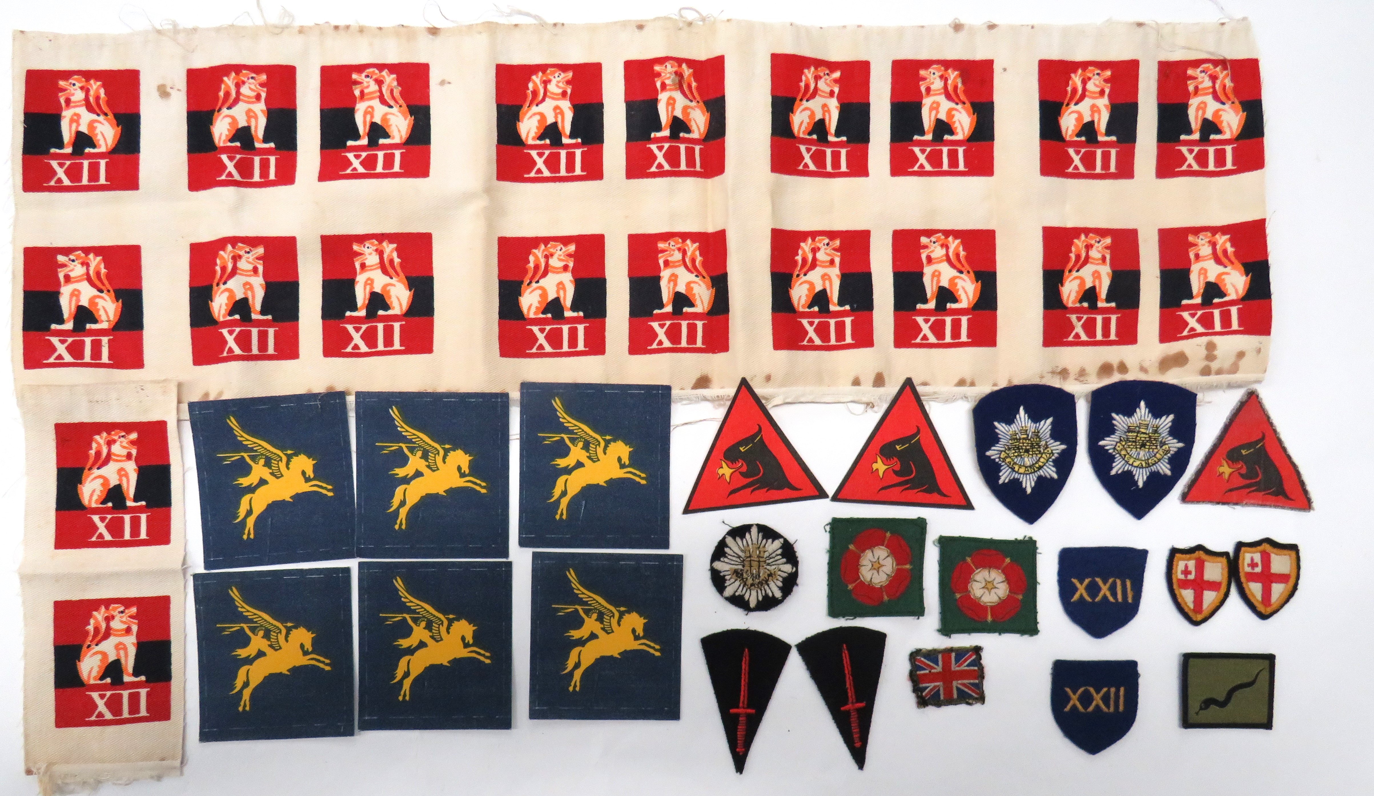 Uncut Sheet Of 20 x 12th Army Formation Badges printed sheet of 12th Army Formation badges.