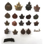 20 x Canadian WW1 Overseas Battalion Cap & Collar Badges cap badges consist darkened KC 131