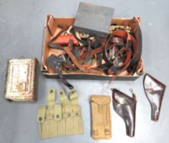 Mixed Selection Of Various Equipment including khaki webbing pouch for Sten magazines ... American