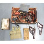 Mixed Selection Of Various Equipment including khaki webbing pouch for Sten magazines ... American