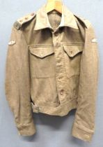 1940 Pattern Royal Tank Regiment Officer's Battle Dress Jacket khaki woollen, single breasted,