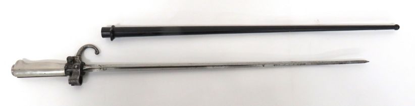 French M1886 Lebel 1st Pattern Bayonet 20 inch, cruciform blade.  Steel hook quillon and muzzle ring