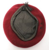 WW2 Airborne Forces Maroon Red Beret maroon red woollen body.  Lower leather sweatband.  Large,