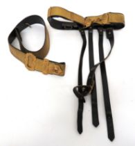Victorian Royal Artillery Sword And Sabretache Belt consisting gilt braid faced leather belt.  Gilt,