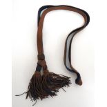 WW2 Japanese Military Sword Knot Company Officer's example in brown with blue lining.  Brown and