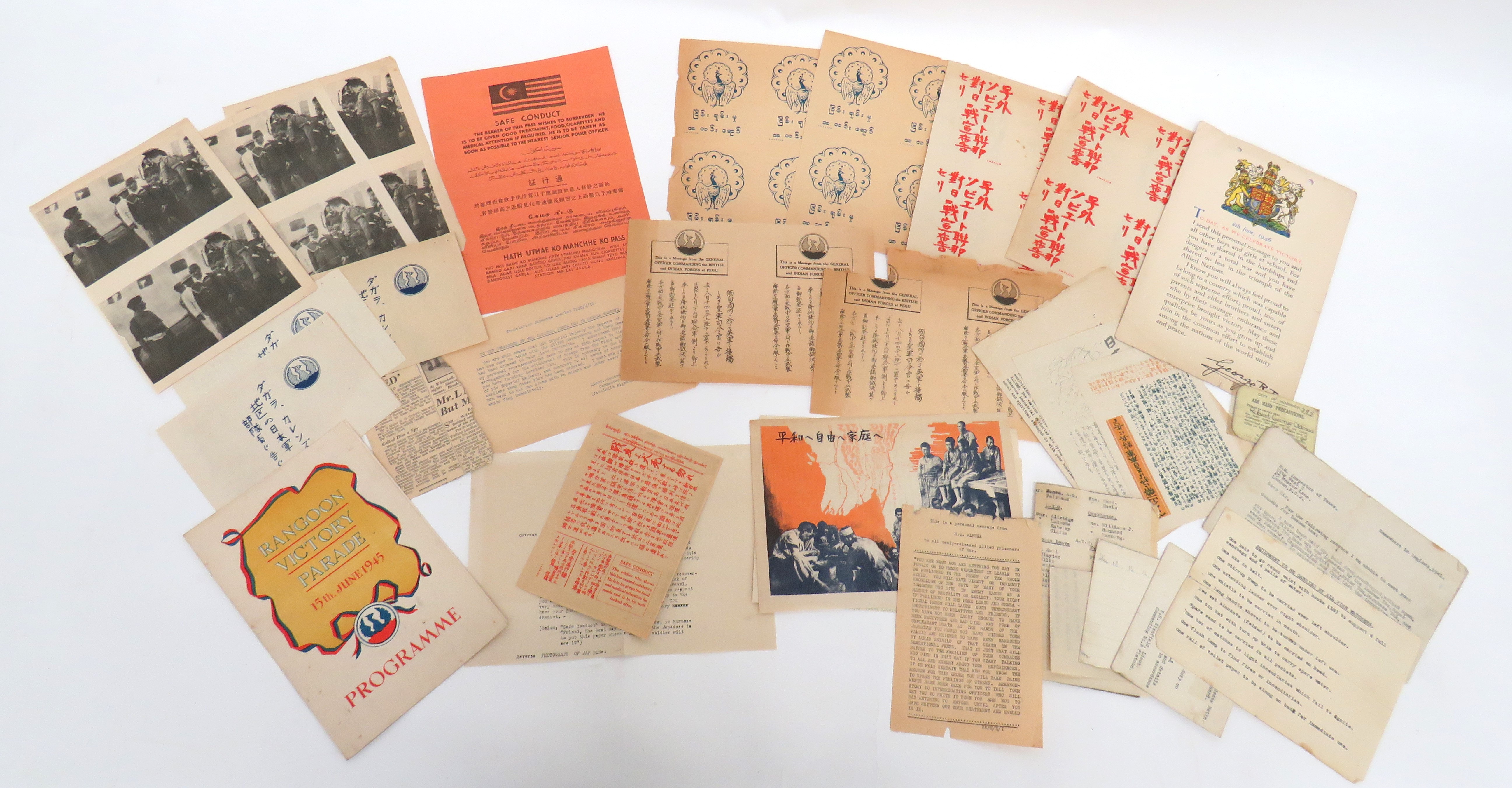 Small Selection Of WW2 Paperwork Including Propaganda Leaflets including 16 x WW2 Japanese