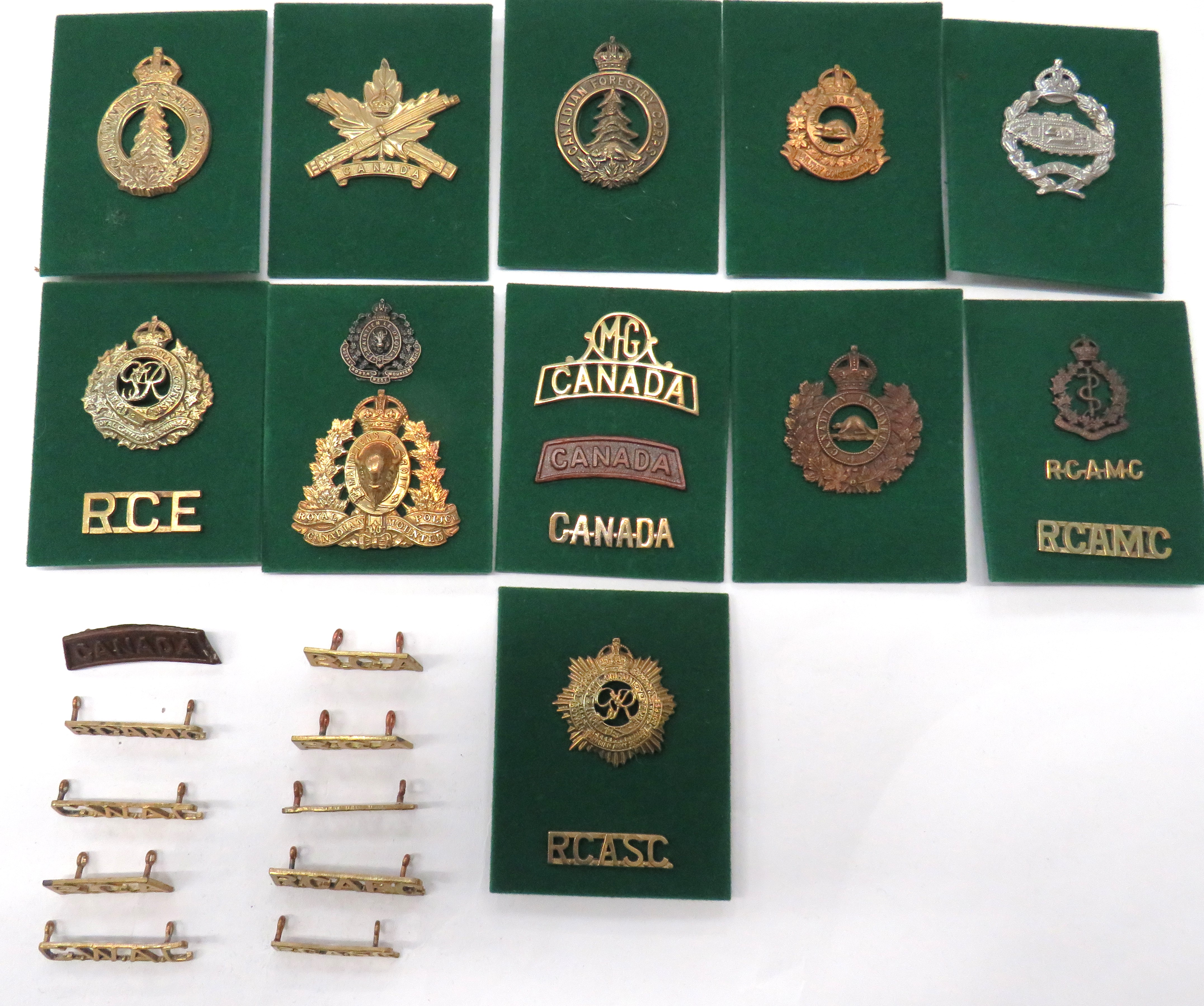 28 x Canadian Corps Cap Badges And Titles cap include darkened KC Canadian Forestry Corps ...