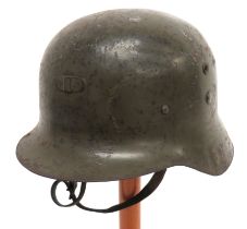 WW2 Pattern Spanish, German Style Helmet green painted, raw edge, German style helmet.  The front