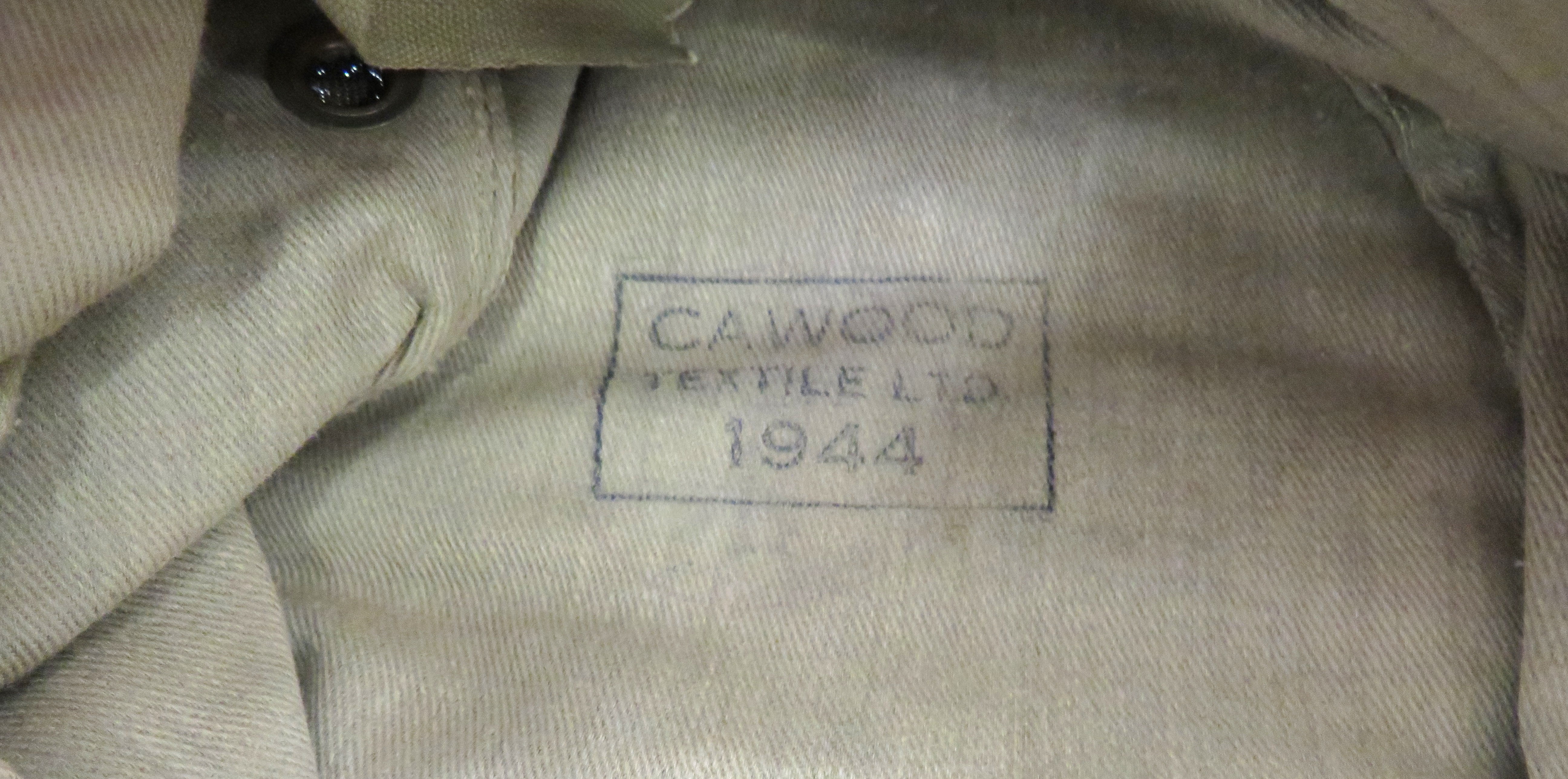 Two WW2 Dated British Combat Caps khaki cotton crown with side vents and front badge holes.  Large - Image 2 of 3