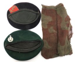Post War Royal Marines Green Beret green woollen crown and body.  Lower leather sweatband.  Anodised