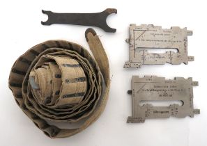 Four Germanic Gun Accessories consisting canvas and steel, 100 round machine gun belt ... 2 x M95