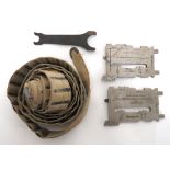 Four Germanic Gun Accessories consisting canvas and steel, 100 round machine gun belt ... 2 x M95