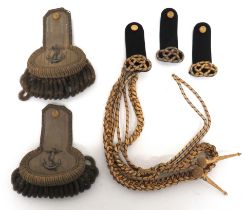 Royal Navy Aiguillettes And Shoulder Boards consisting gilt and blue cord aiguillette with gilt