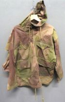 WW2 "SAS" Pattern Camouflage Windproof Smock green, brown and tan cotton, pull over smock.  Top hood