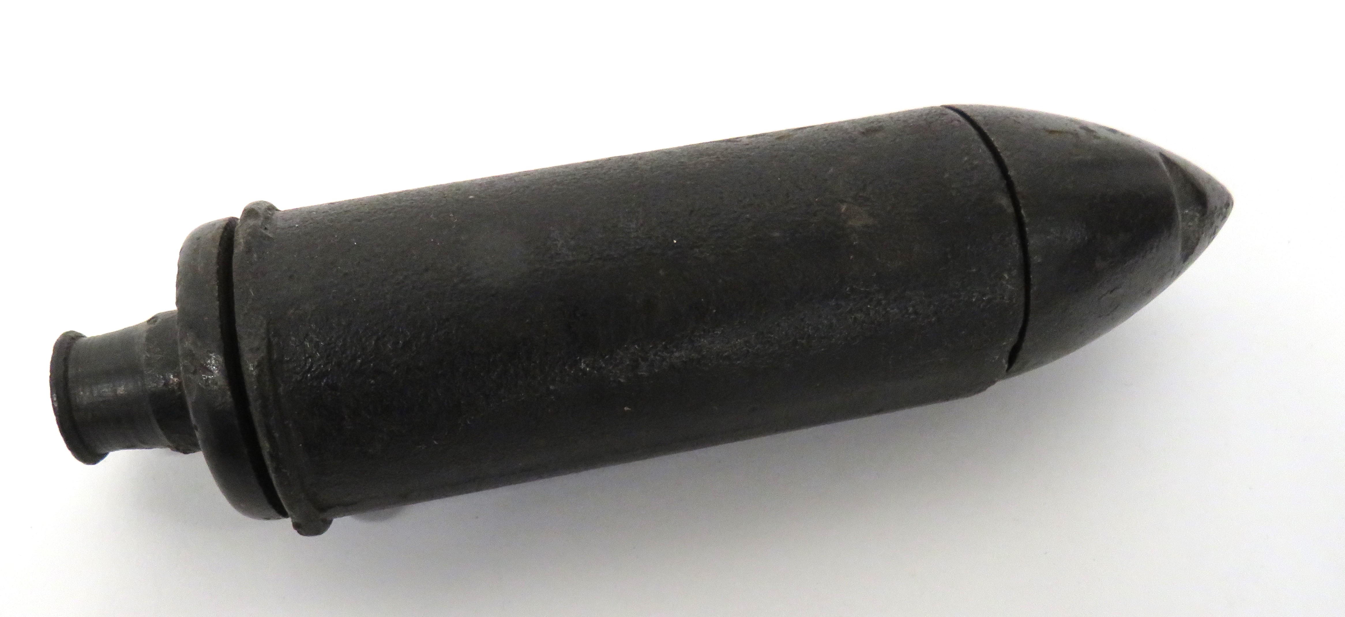 Scarce WW1 Austrian Inert M1913 Rifle Rod Grenade cast iron, canister body.  Removable top pointed