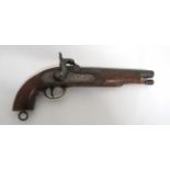 Mid 19th Century Native Cavalry Pattern Pistol 13 bore, 9 inch, smoothbore barrel.  Military pattern