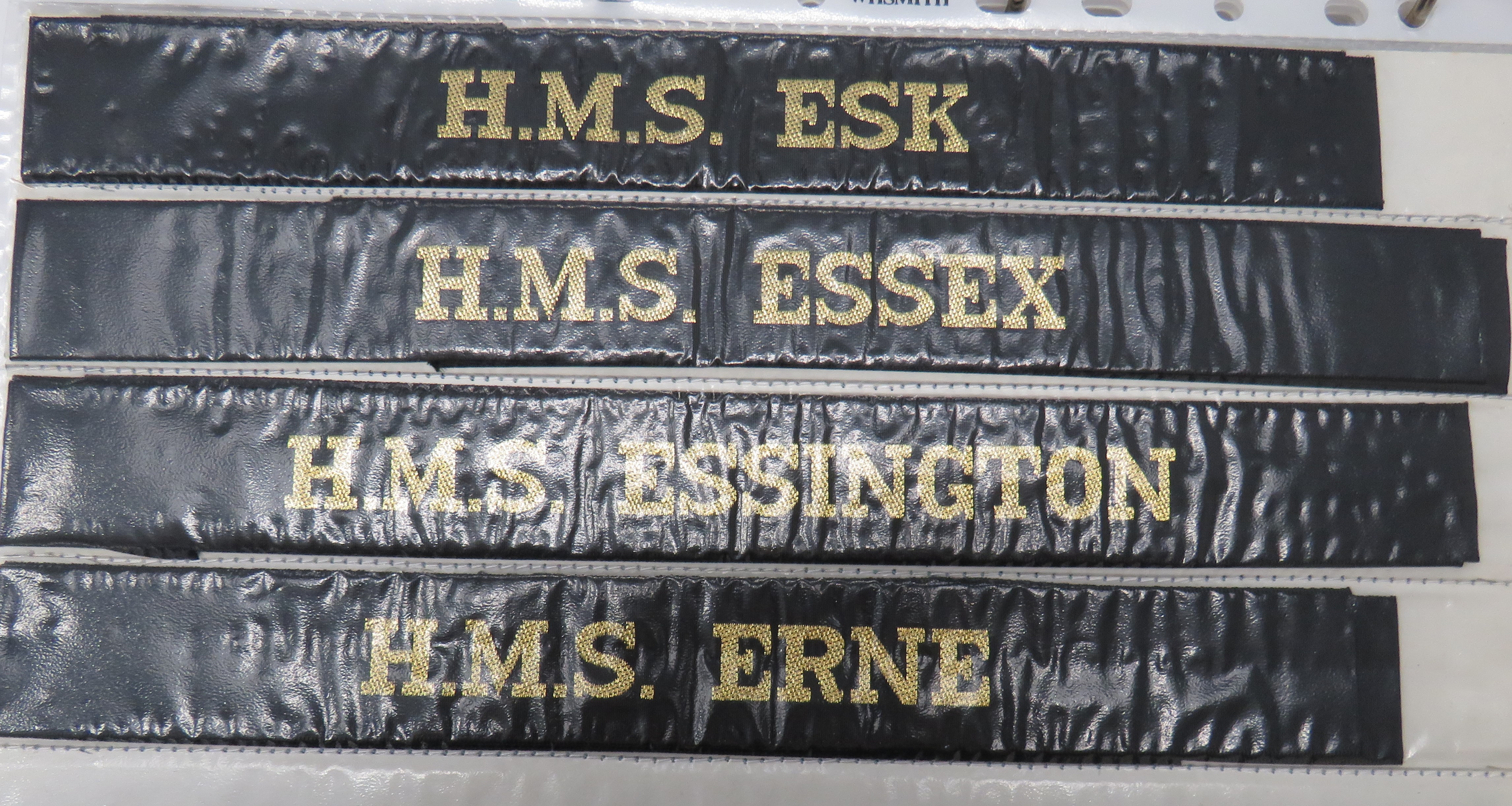 Collection Of 110 Post War Royal Navy Cap Tallies including HMS Eagle ... HMS Ekins ... HMS - Image 2 of 3