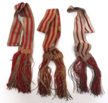 Three Officer Full Dress Sashes consisting 2 x gilt and scarlet braid examples with lower