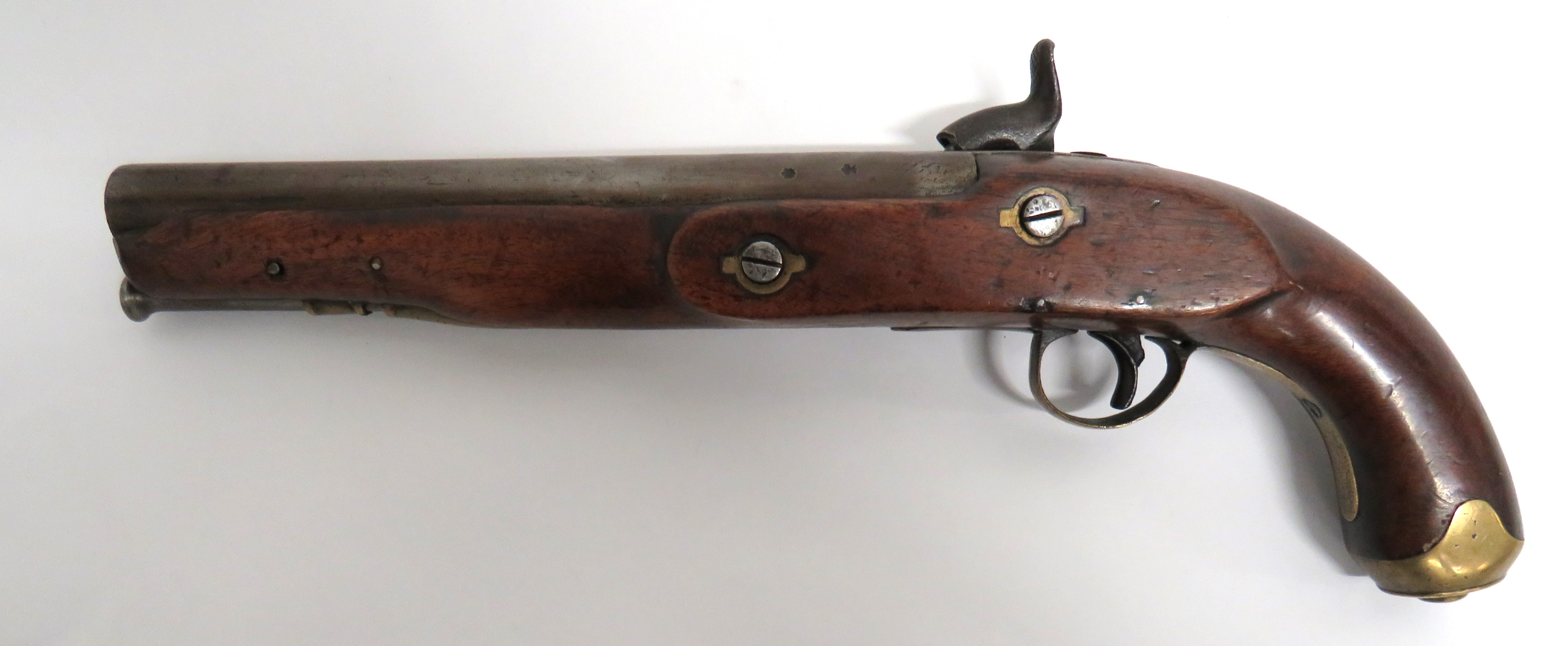 Percussion Converted Flintlock Military Holster Pistol .800, 9 1/4 inch, smoothbore barrel.  The - Image 3 of 3