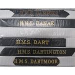 Collection Of 94 Post War Royal Navy Cap Tallies including HMS Daedalus ... HMS Dark Hero ... HMS