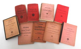 Selection Of WW1 Austrian Military Artillery Booklets covering various aspects of artillery and