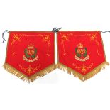 Two Post 1953 "Bays" Music Stand Drapes scarlet backing cloth with gilt braid edging and lower