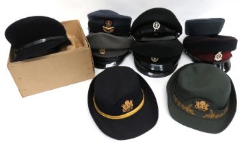 9 x Post War Women's Caps including 2 x dark green WRAC ... Grey QARANC ... Dark blue and maroon