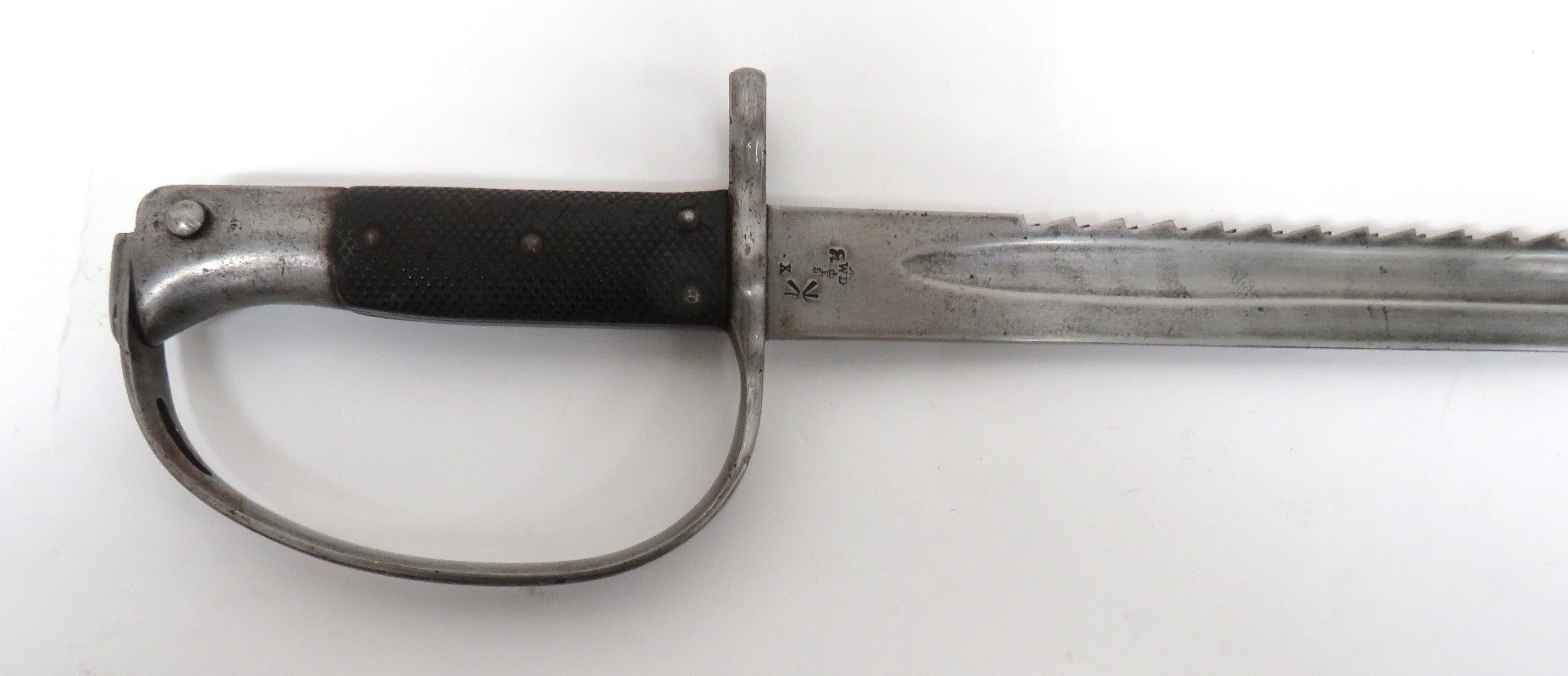 British P1879 Artillery Sawback Bayonet 25 3/4 inch, single edged blade.  Rear sawback edge.  Narrow - Image 2 of 3