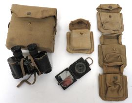 1937 Pattern Binoculars And Compass pair of field binoculars.  Top with crowned AM stamp.