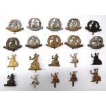 20 x Norfolk Regiment Cap Badges including large size, brass (lugs) ... Bronzed, no tablet (