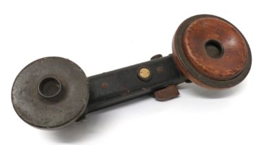 WW1 Period Trench Field Telephone Handset leather covered handle with two push buttons.  Green