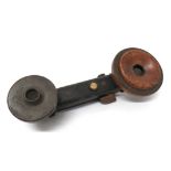 WW1 Period Trench Field Telephone Handset leather covered handle with two push buttons.  Green