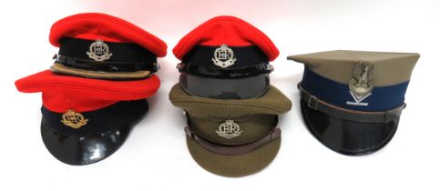 4 x Post War Royal Military Police Caps including red and black Field Officer example ... Red and