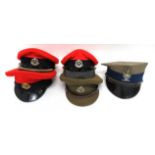 4 x Post War Royal Military Police Caps including red and black Field Officer example ... Red and