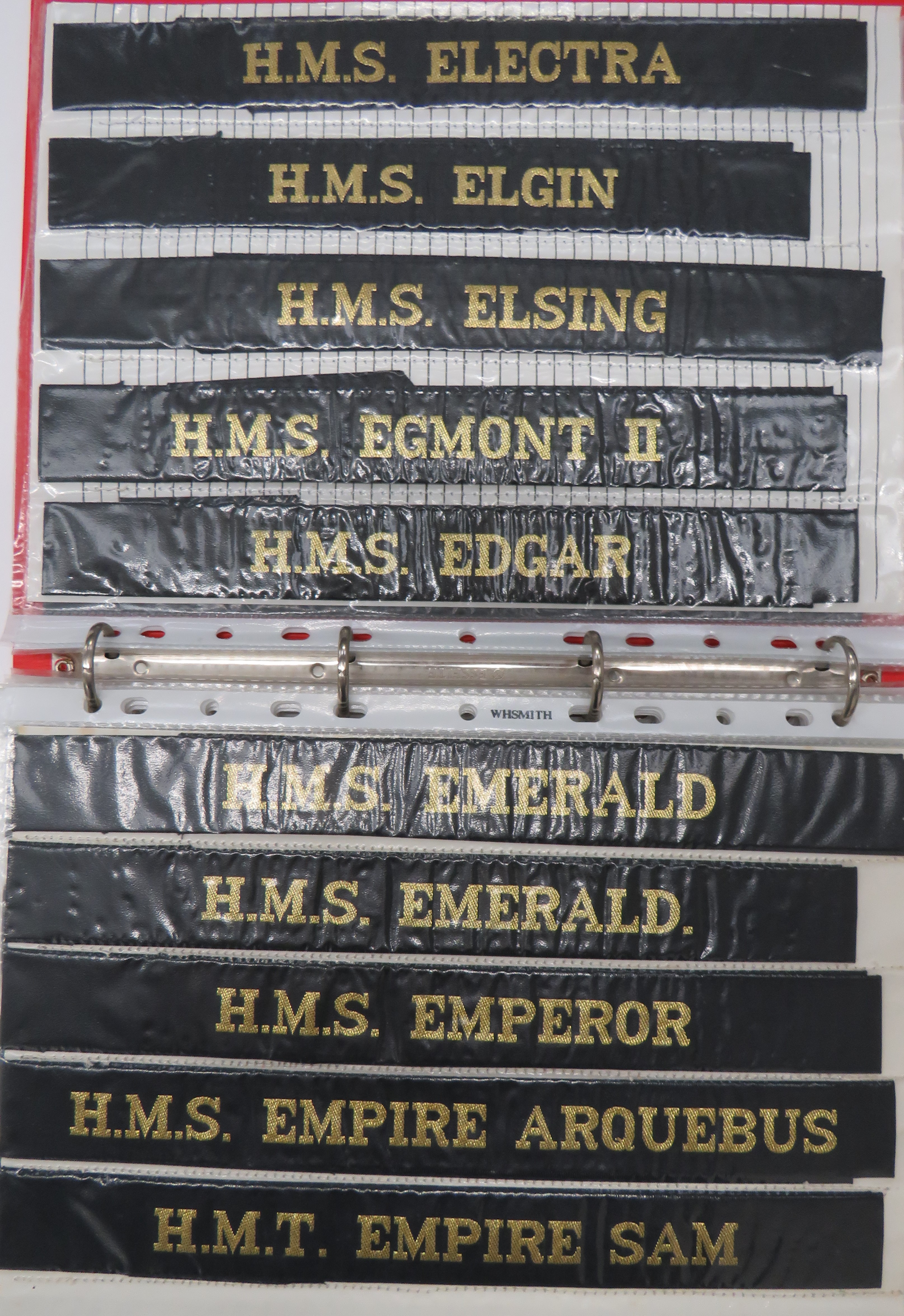 Collection Of 110 Post War Royal Navy Cap Tallies including HMS Eagle ... HMS Ekins ... HMS