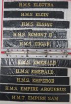 Collection Of 110 Post War Royal Navy Cap Tallies including HMS Eagle ... HMS Ekins ... HMS