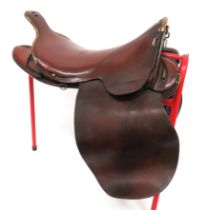 1891/98 Pattern Cavalry Saddle leather seat with brass edged front and rear spoon.  Brass securing