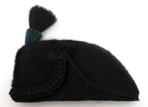 Early 20th Century Rifles Sealskin Hat black sealskin hat.  Green felt crown.  Black cord plaited