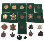 20 x Canadian WW1 Overseas Battalion Cap Badges including brass KC 32 Manitoba & Saskatchewan ...