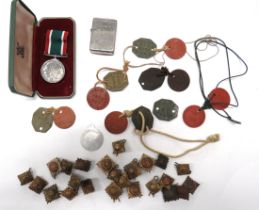 Mixed Selection Of Items Including ID Dog Tags including WW2 lighter, engraved V.M Eppley, China,