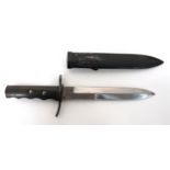 WW2 Italian Fascist Dagger 8 1/4 inch, offset, double edged blade.  Blackened steel, turn up end